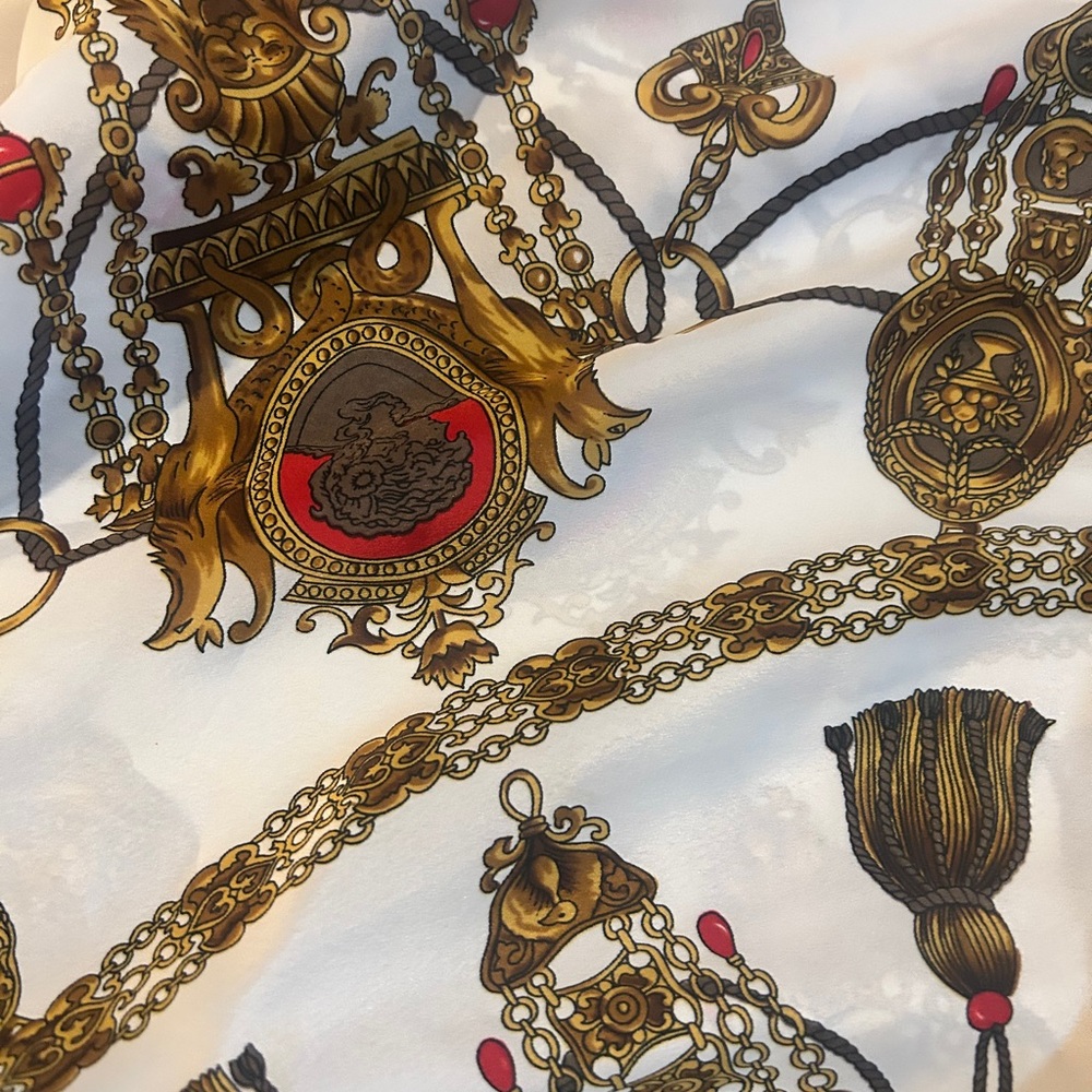 Hermes Gold and Brown Emblem Scarf - Picture 9 of 9